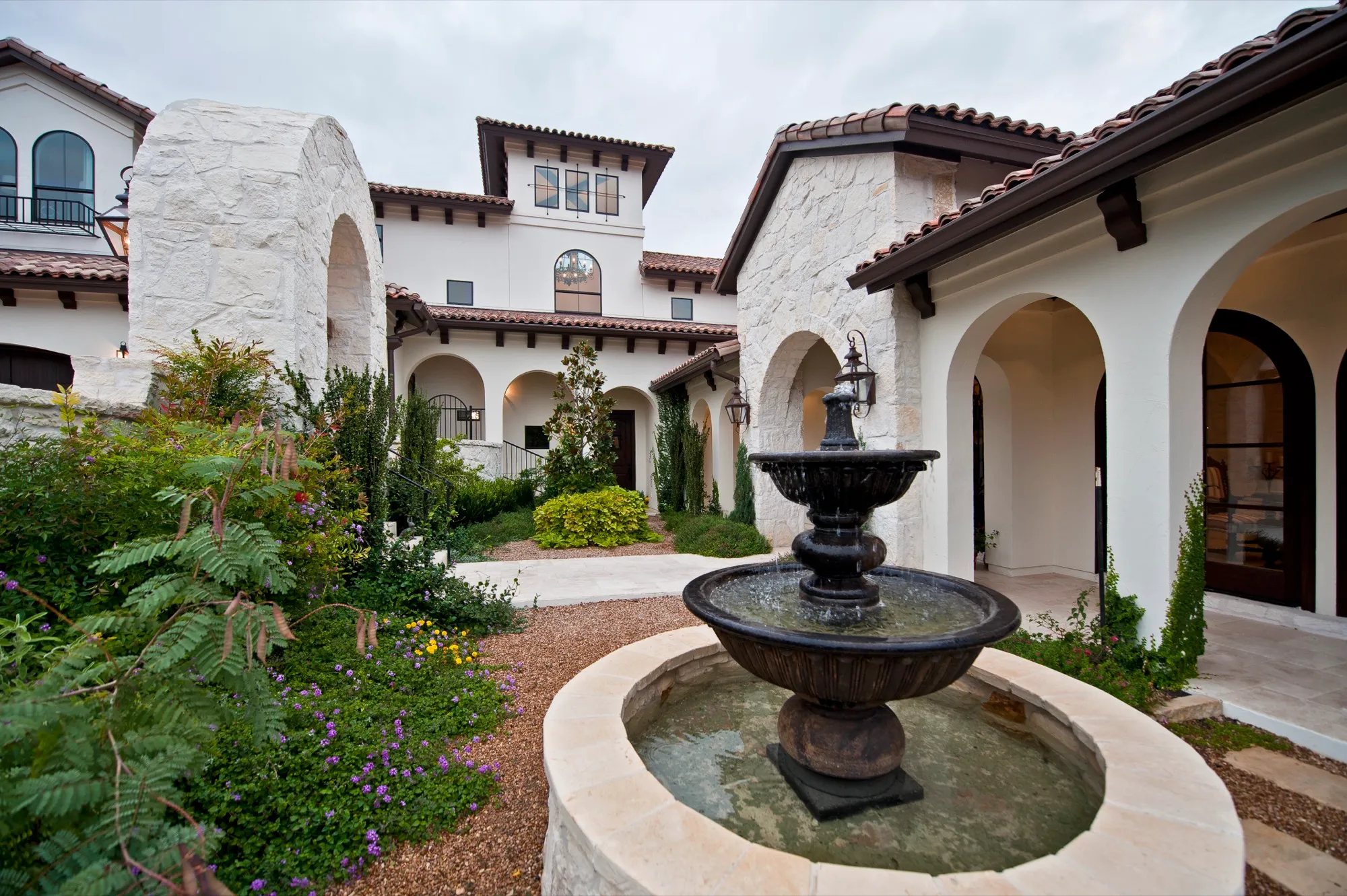 Mediterranean house courtyard and stucco