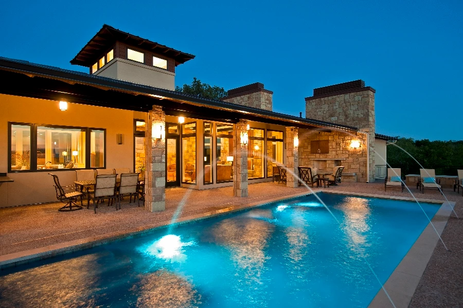 Great Outdoor Entertaining - custom home by Jenkins Design Build Austin TX