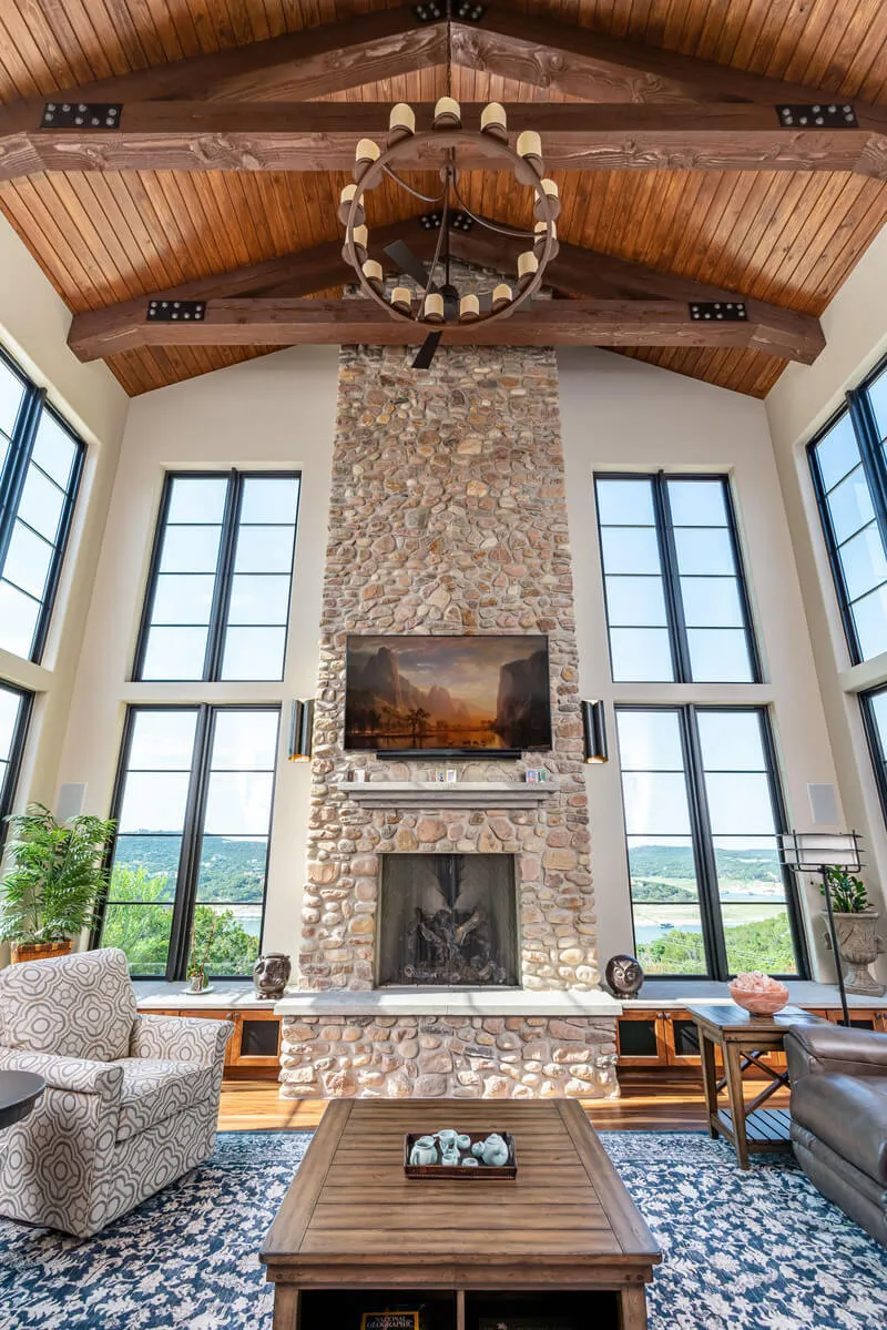 Architectural fireplace in Austin luxury home