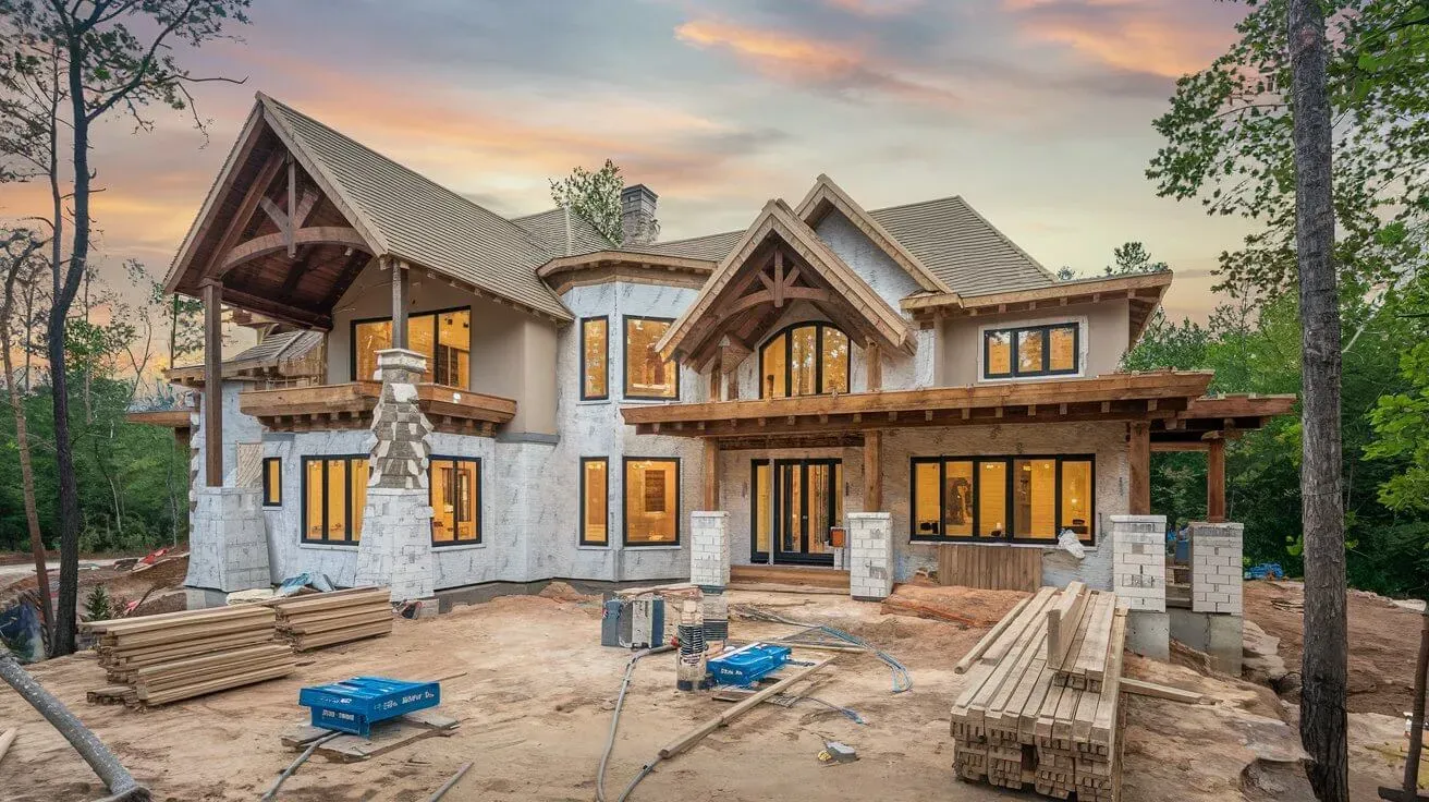 Custom home construction in progress in Spicewood, TX