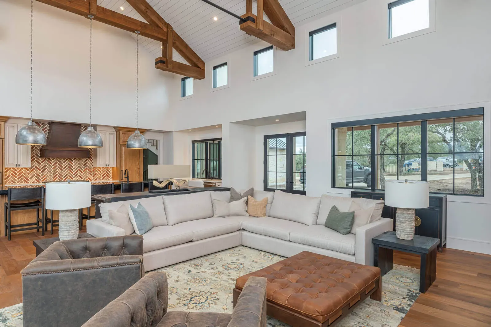 Open floor plan in a small lot custom home Austin with seamless living spaces
