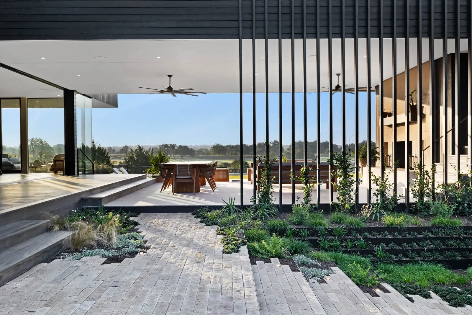 Sustainable outdoor living space with garden
