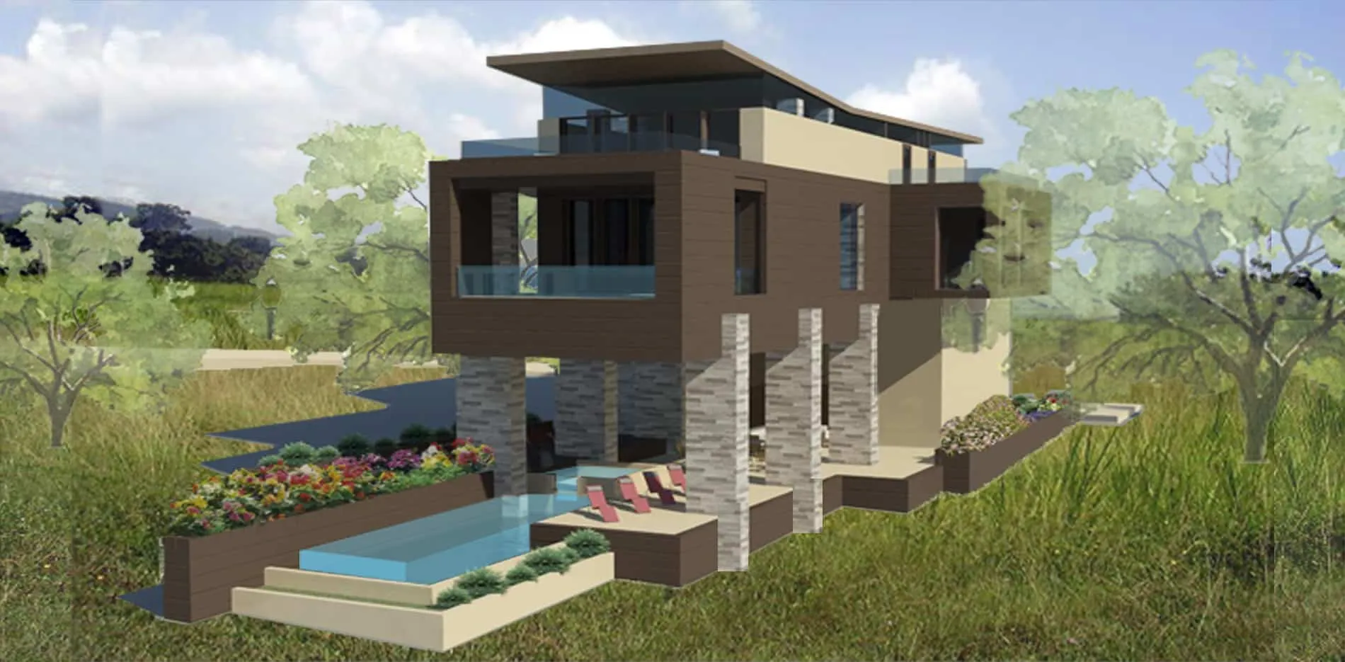 Modern Home in the Floodplain - custom home by Jenkins Design Build Austin TX